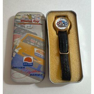 Sun Time Winston Cup Driver Signature Series Watch Gold Case Black Strap NIB